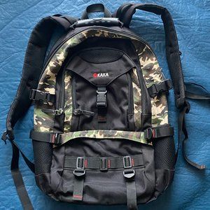 KAKA 2008 Style Black Camo Multifunctional Travel Backpack Hiking Laptop Daypack